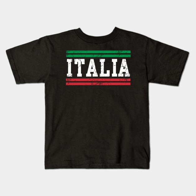 Italia Flag Italy Italian Vintage Distressed Kids T-Shirt by E